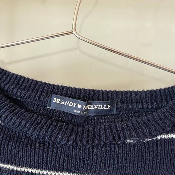 Brandy Melville Navy and White Striped Sweater - Picture 3 of 3